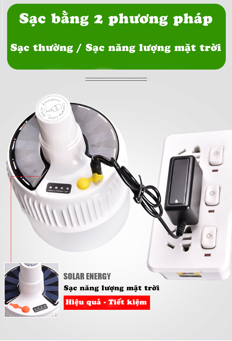 The LED light bulb is charged with solar power and has a remote control