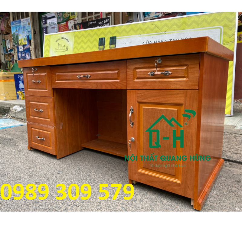 Bàn làm việc gỗ thông nguyên khối cao cấp hcm