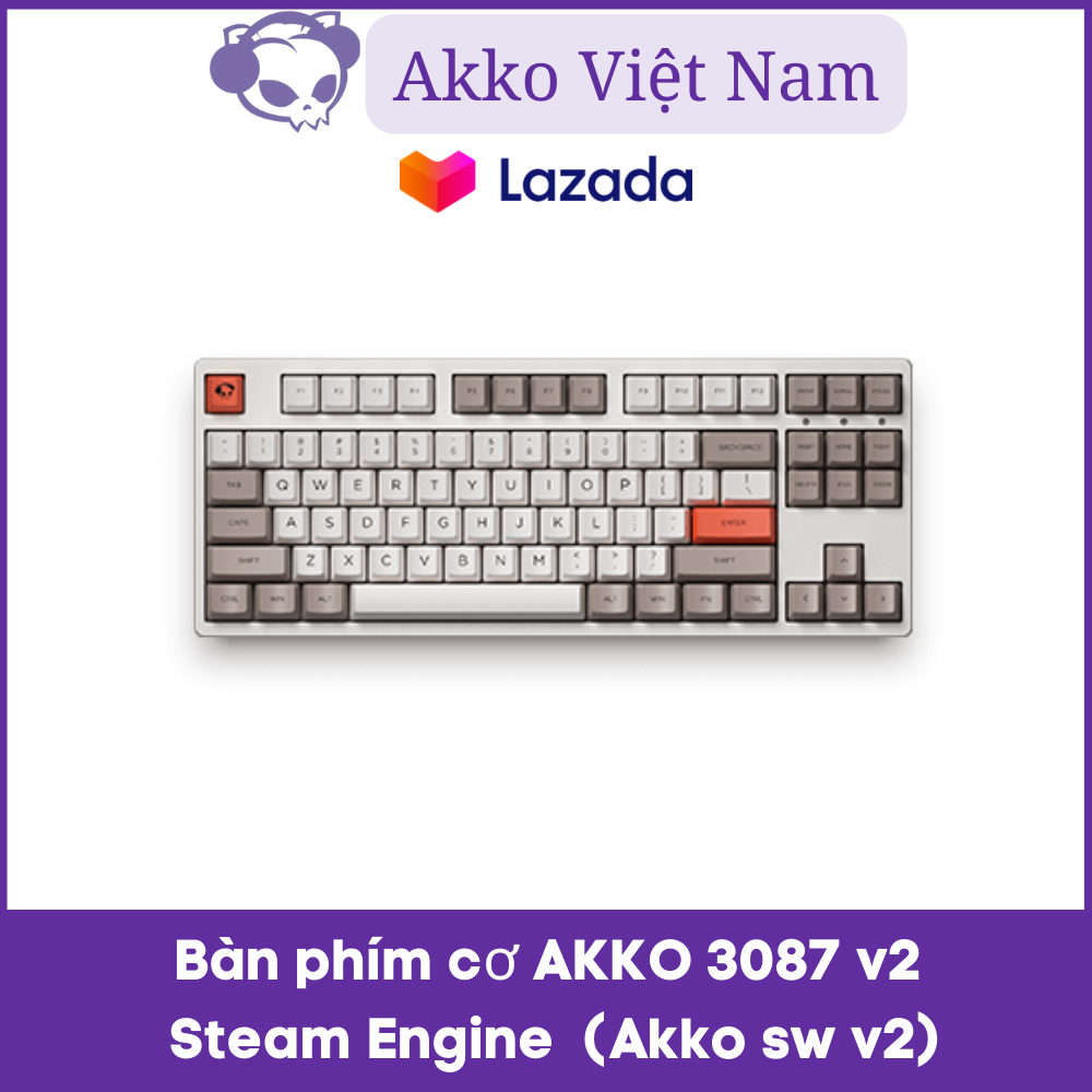 Bàn phím cơ AKKO 3087 v2 Steam Engine (Akko switch v2 / Foam tiêu âm / Keycap Việt Nam)