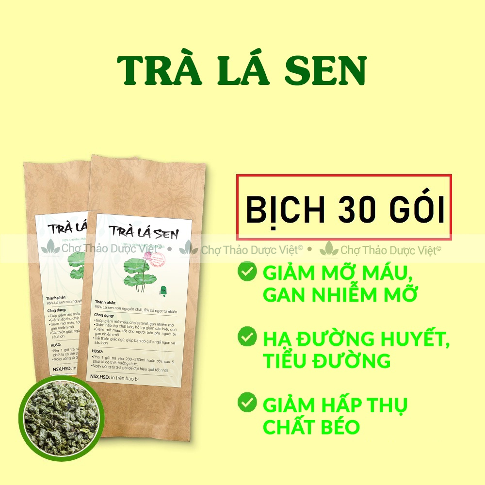 Trà lá sen túi lọc, bịch 30 túi x 3g, đậm vị trà thơm ngon, dễ uống, tốt cho sức khoẻ