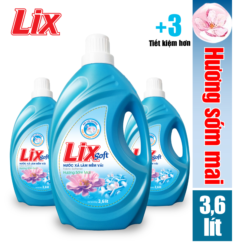 Nước xả vải Lix làm mềm vải Lix soft 3.6 lít hương Hoa Hồng Lixco Việt Nam ( MÀU HỒNG)