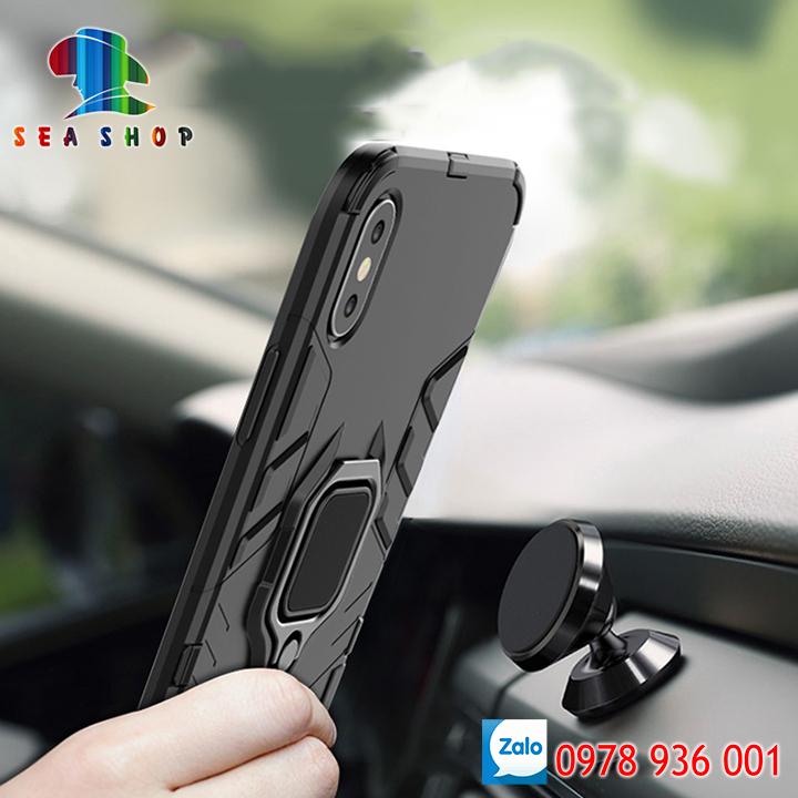[TẶNG CÁP SẠC] Ốp lưng iPhone Xs Max iRon man kèm iRing chống sốc (xám xanh)