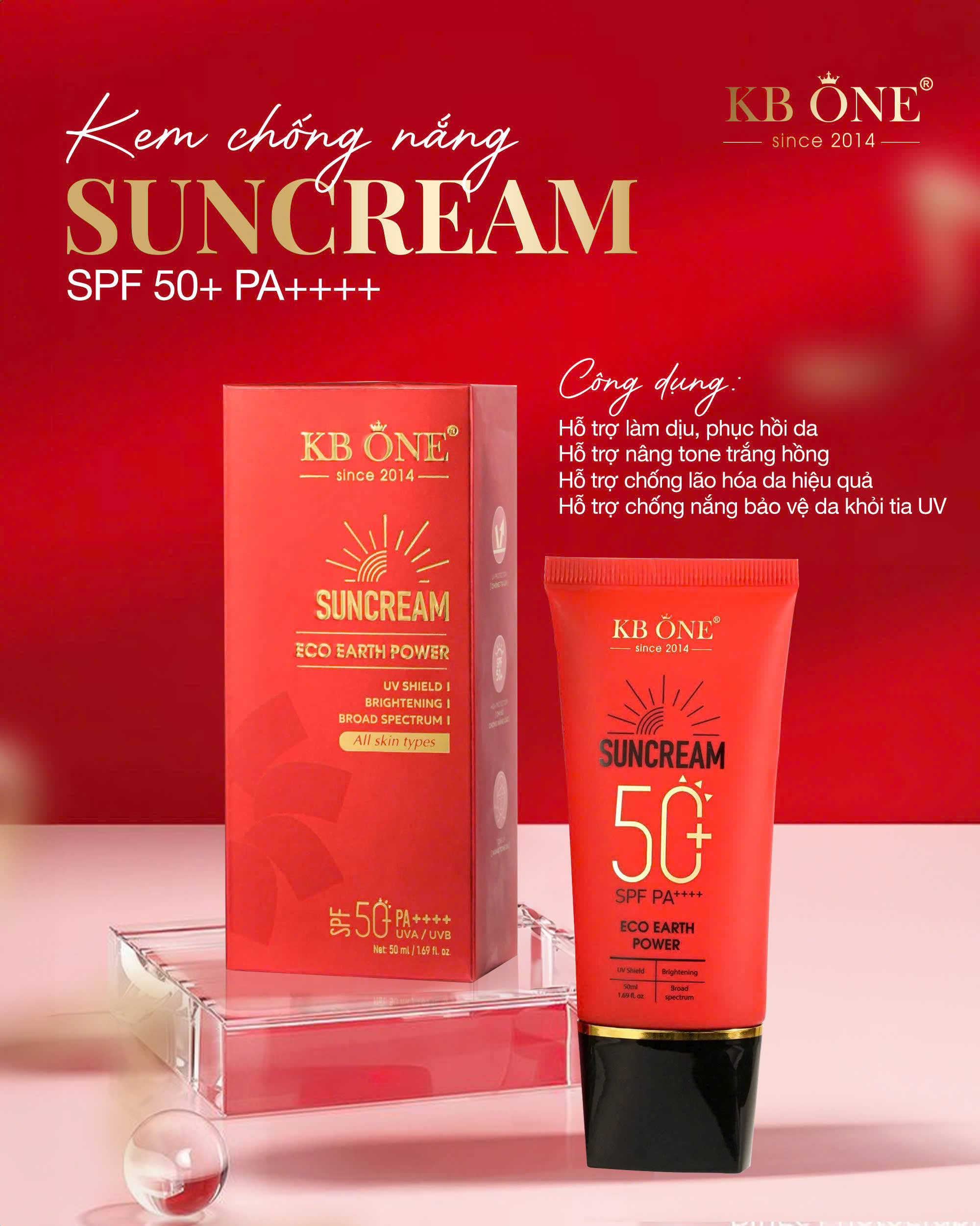 Kem Chống Nắng KBONE 50ml - MẪU MỚI 2024 2025