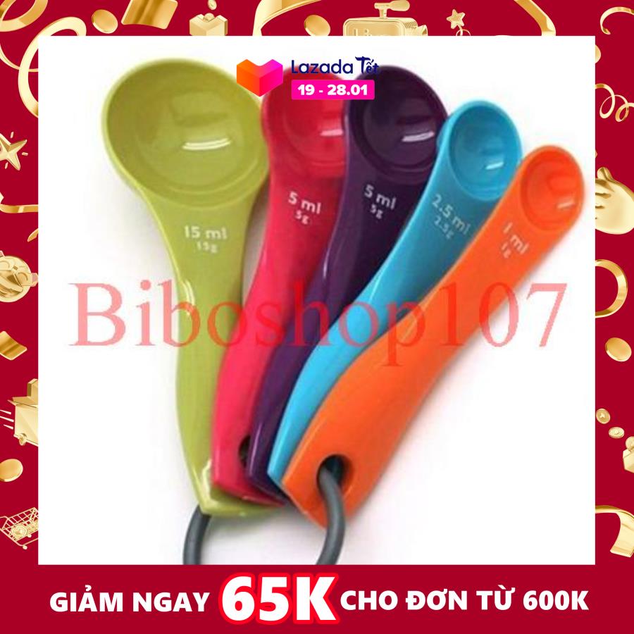 Bộ thìa 5 Muỗng Đong Nhựa Sắc Mầu