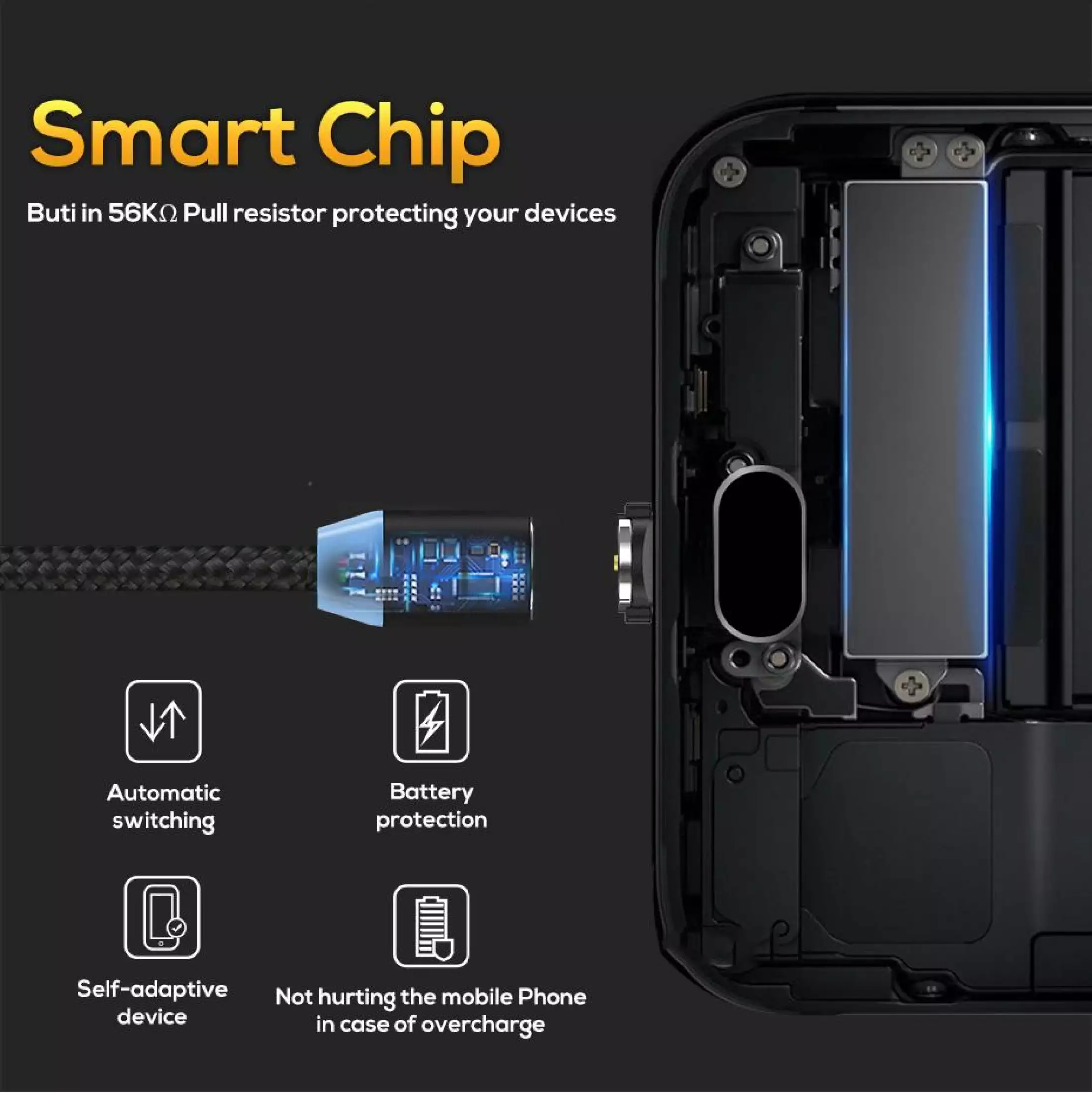AM23 Cáp sạc 2m bọc dù nam châm từ tính TOPK