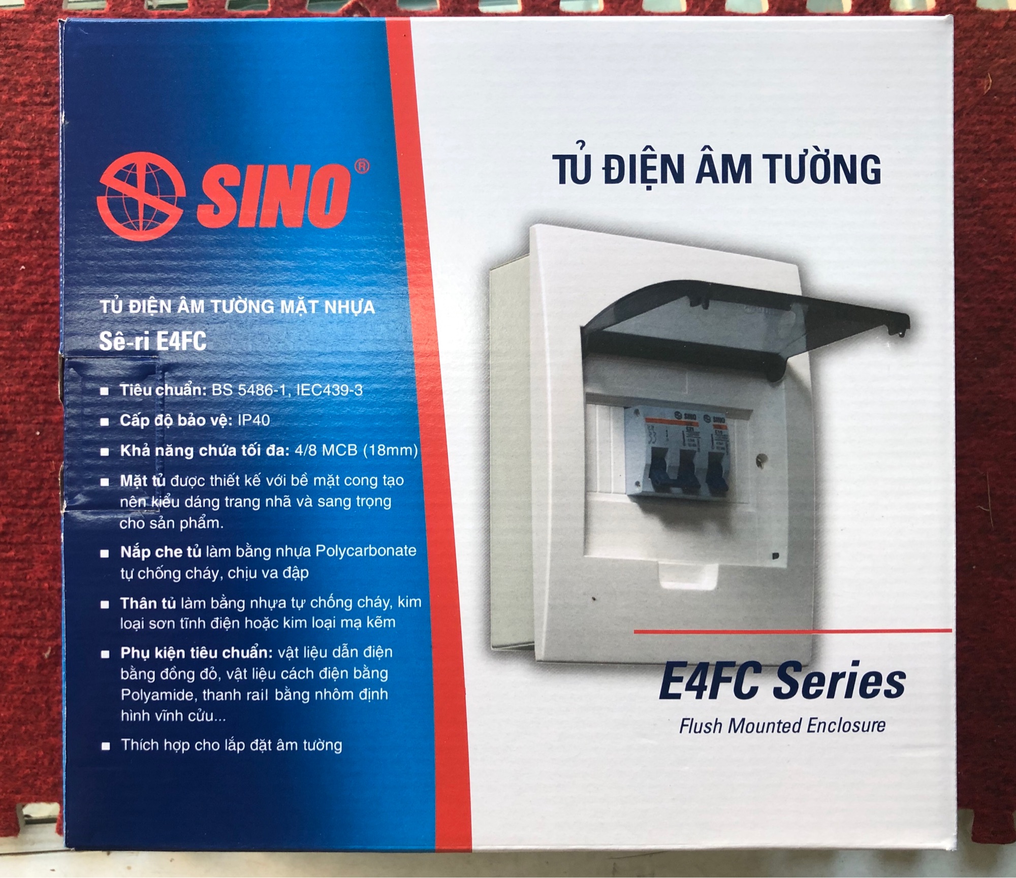 Tủ điện âm tường 4/8 Sino E4FC4/8LA