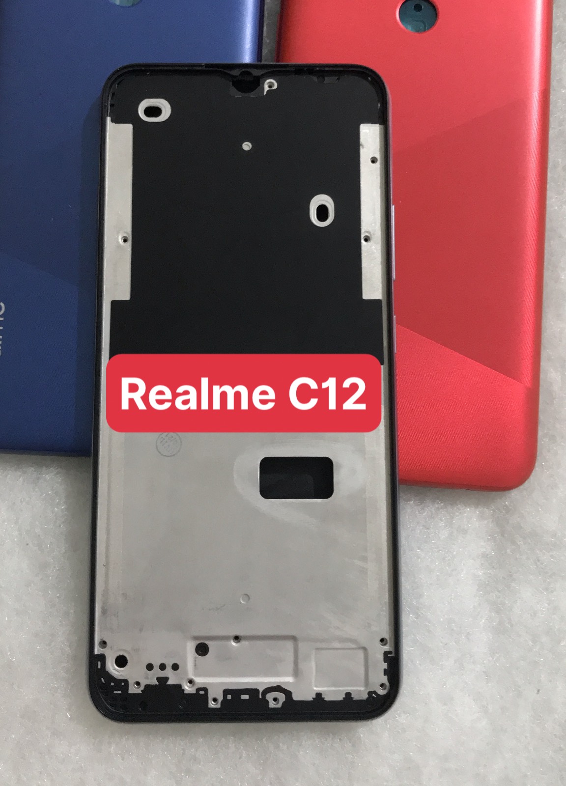 Bộ xương vỏ Realme C12 (bộ gồm lưng,sườn ,phím bấm,kính camera)