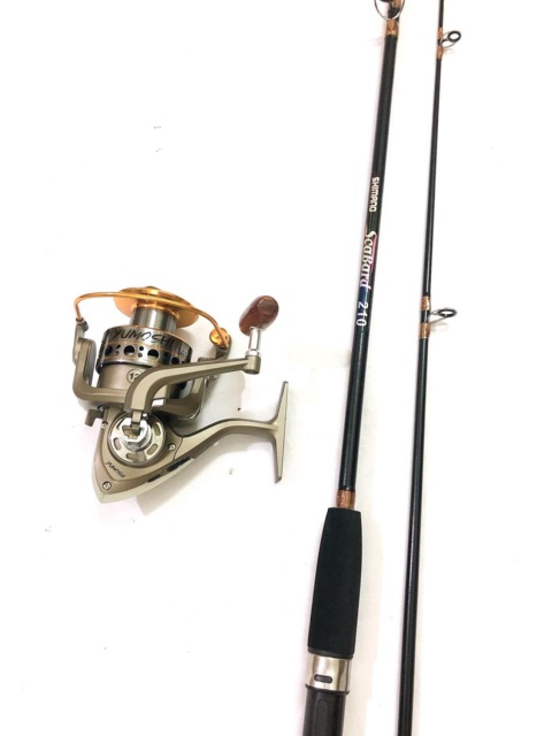 BỘ CẦN CÂU 2 KHÚC + máy . cần câu shimano 2 khúc.