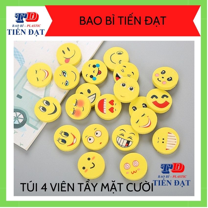 Túi Gồm 4 Viên Tẩy Mặt Cười (Tẩy Hình Mặt Cười); BAOBITIENDAT