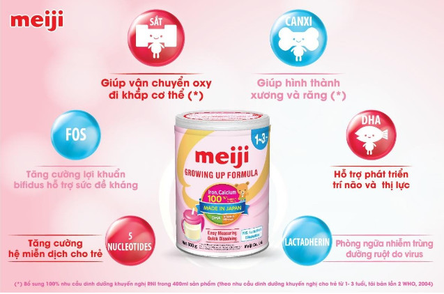 Sữa bột Meiji 1-3 tuổi Growing up Formula 800g (nhập khẩu chính hãng)