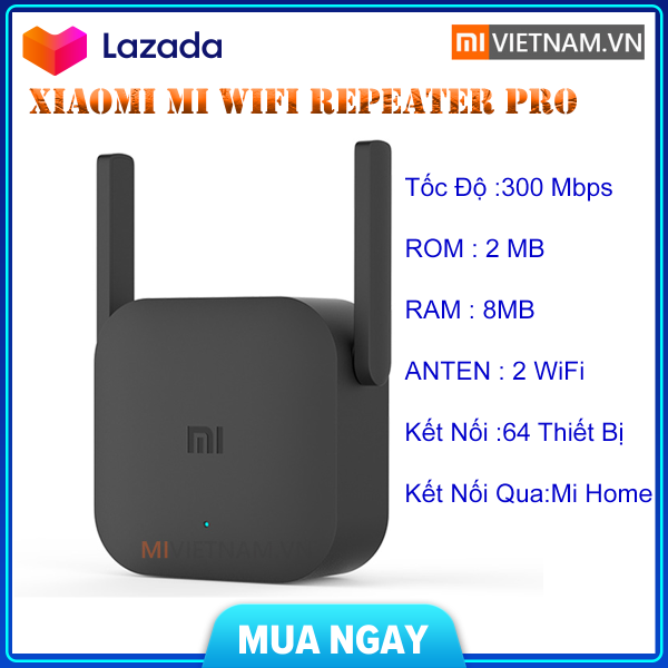 (BẢO HÀNH 6 THÁNG)Kích sóng Xiaomi Mi Wifi Repeater Pro phiên bản mới 300 MbpsKích Sóng Wifi kết nối tối đa 64 thiết bịKích sóng 2 râuBộ khuyếch đại wifi tầm xa 100m