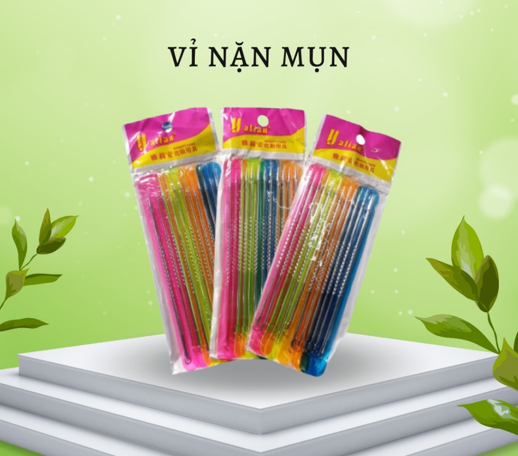 Cây nặn mụn 2 đầu - que nặn mụn cao cấp inox (có bao đi kèm)