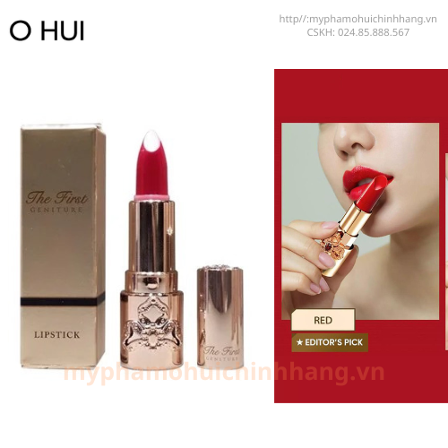 Xả hàng giá sỉ Son Ohui The First Geniture Lipstick Red minisize màu đỏ bền màu, dưỡng ẩm cao cho môi căng mọng quyến rũ