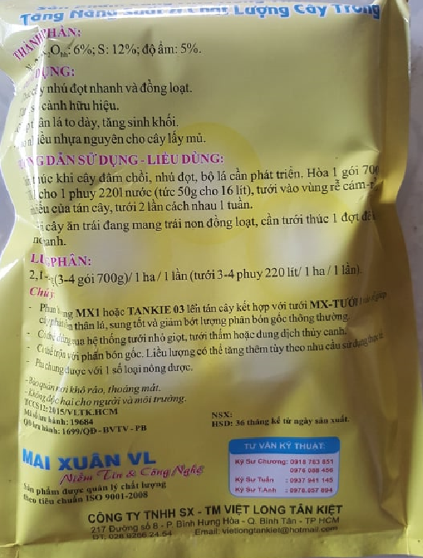 MX TƯỚI 1 - PHÁT TRIỂN THÂN LÁ - GÓI 700g