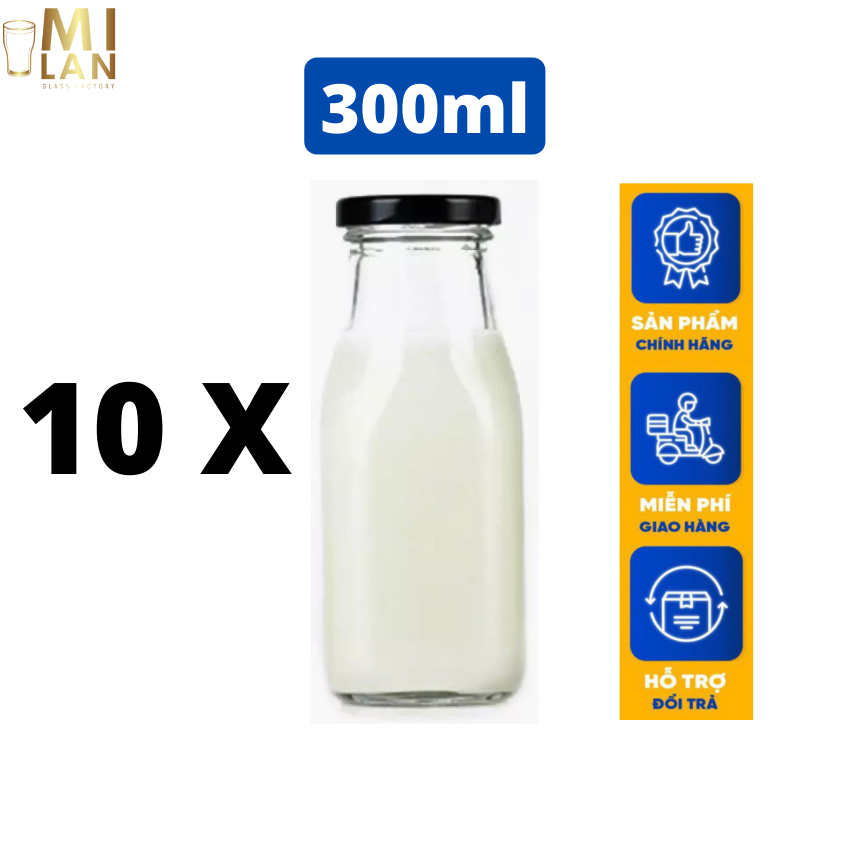 [HCM]Combo 10 bình đựng sữa thủy tinh cao cấp 300ml TK-E065