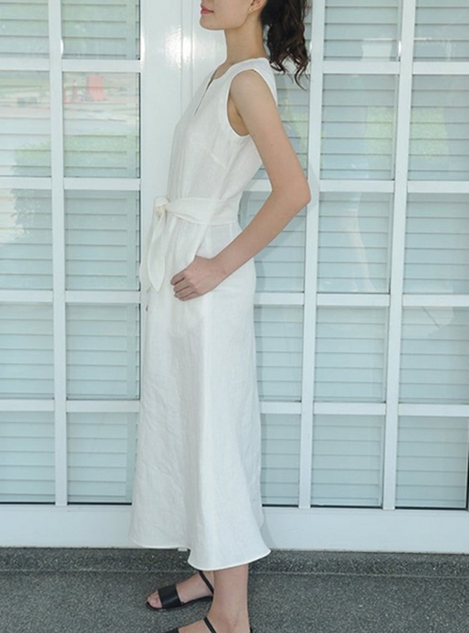 Rập Giấy 30031 - Đầm midi cổ Henley