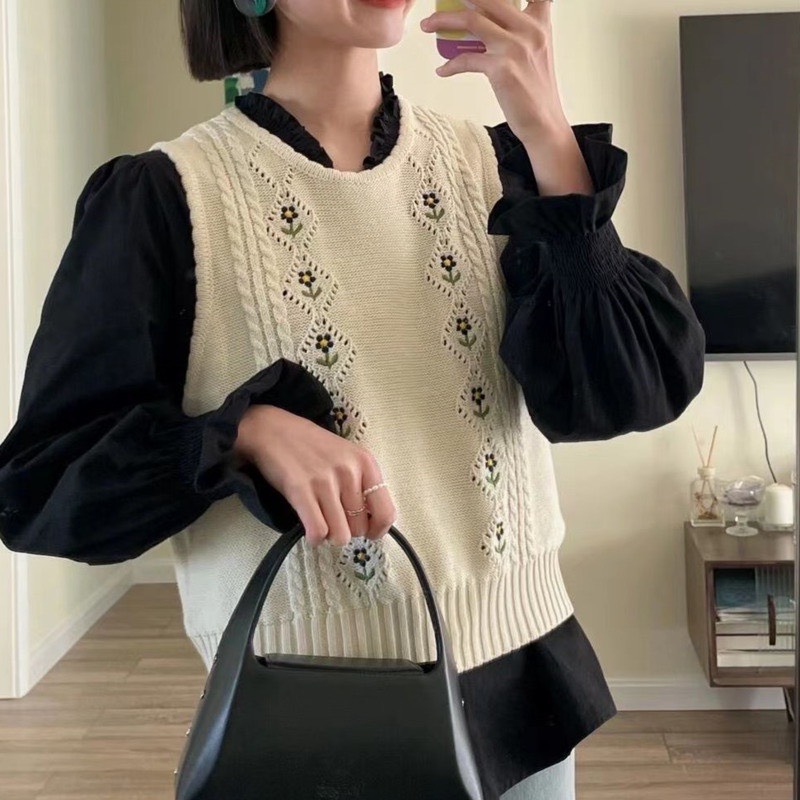 Áo len gile nữ , kiểu dáng Hàn quốc ( không kèm áo khác )