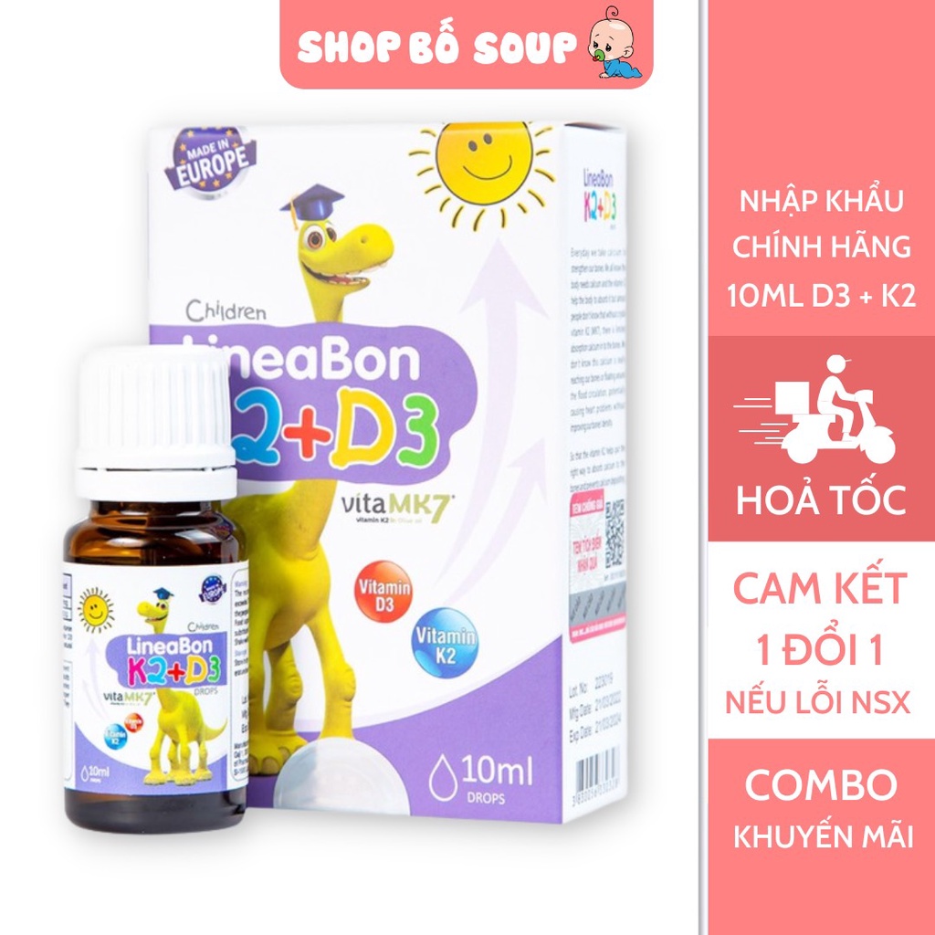 LineaBon K2+D3.Bổ Sung Vitamin K2D3 Tăng Cường Hấp Thu Canxi Tối Đa Trẻ Cao Lớn Khỏe Mạnh