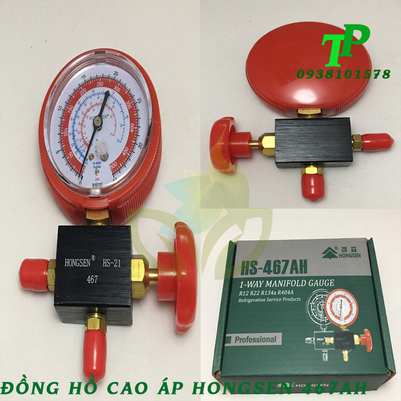 Đồng hồ gas đơn máy lạnh cao áp hs 467ah đồng hồ gas đơn hongsen cao áp