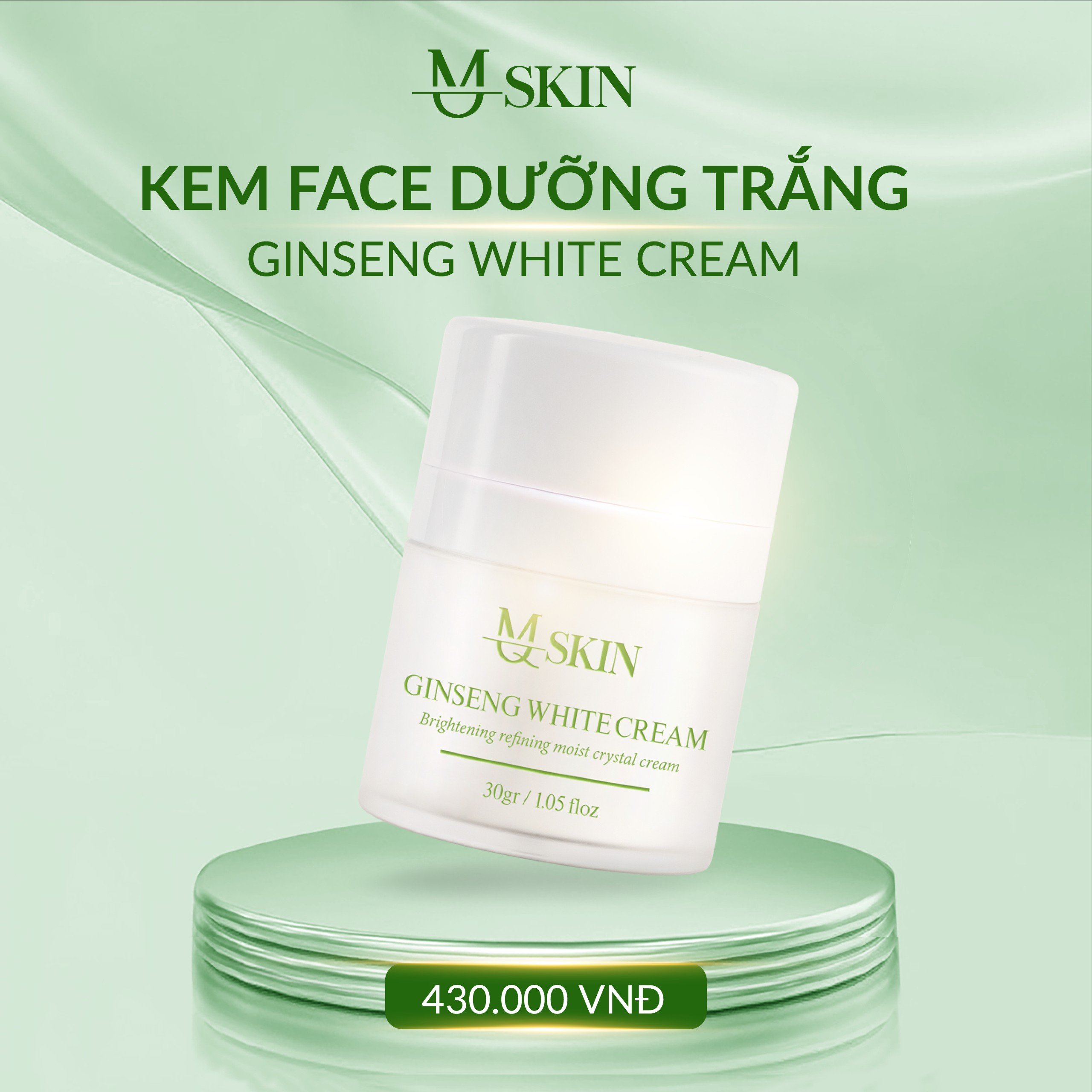Kem Face Nhân Sâm, Ginseng White Cream dưỡng trắng sáng da 30gr ( New)