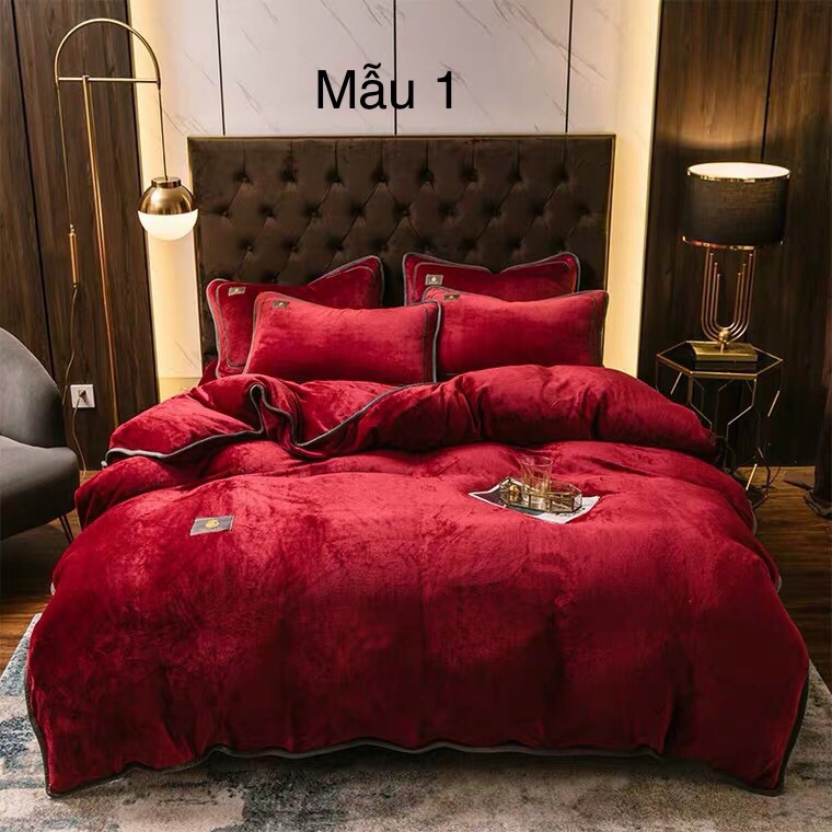 Bộ chăn ga gối nỉ nhung gồm 4 món