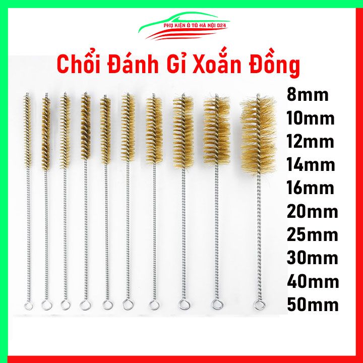 Chổi đánh rỉ sét sợi đồng xoắn tròn đường kính 8/10/12/14/16/20/25/40/50mm, bàn chải cọ rửa, bảo quản thiết bị máy móc