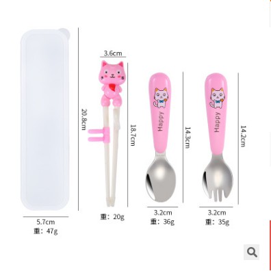 Bộ thìa, dĩa, đũa tập gắp cho bé Happy