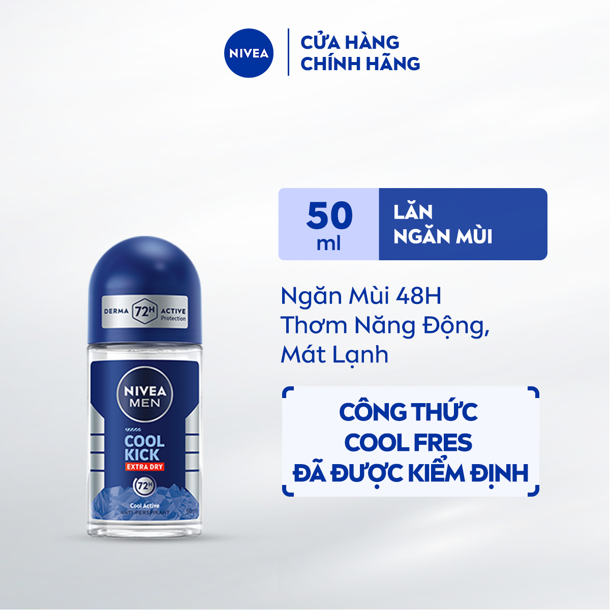 Lăn Ngăn Mùi NIVEA MEN Cool Kick Mát Lạnh (50 ml) - 82886+83188