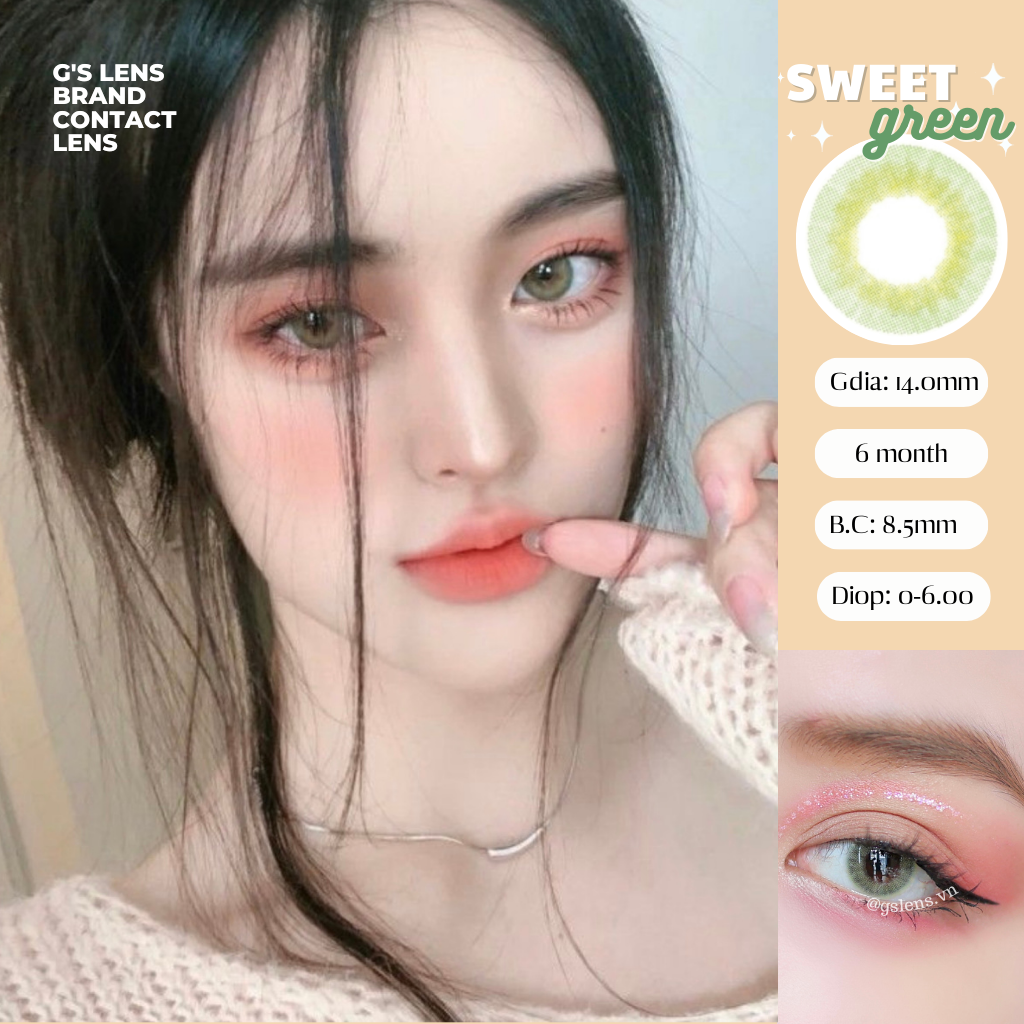 Kính Áp Tròng Lens Xanh Lá Tây Sáng Siêu Đẹp Hot Douyin Size Xs 14mm Có 0 Đến 6 Độ ST3034 Green