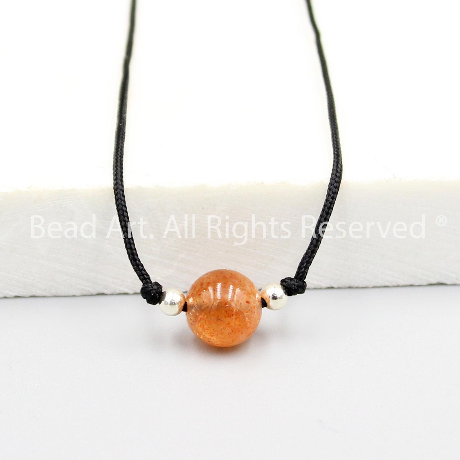 Vòng cổ 8mm đá sunstone, đá mặt trời tự nhiên loại a, dây chuyền, trang sức phong thuỷ, mệnh hoả, thổ - bead art
