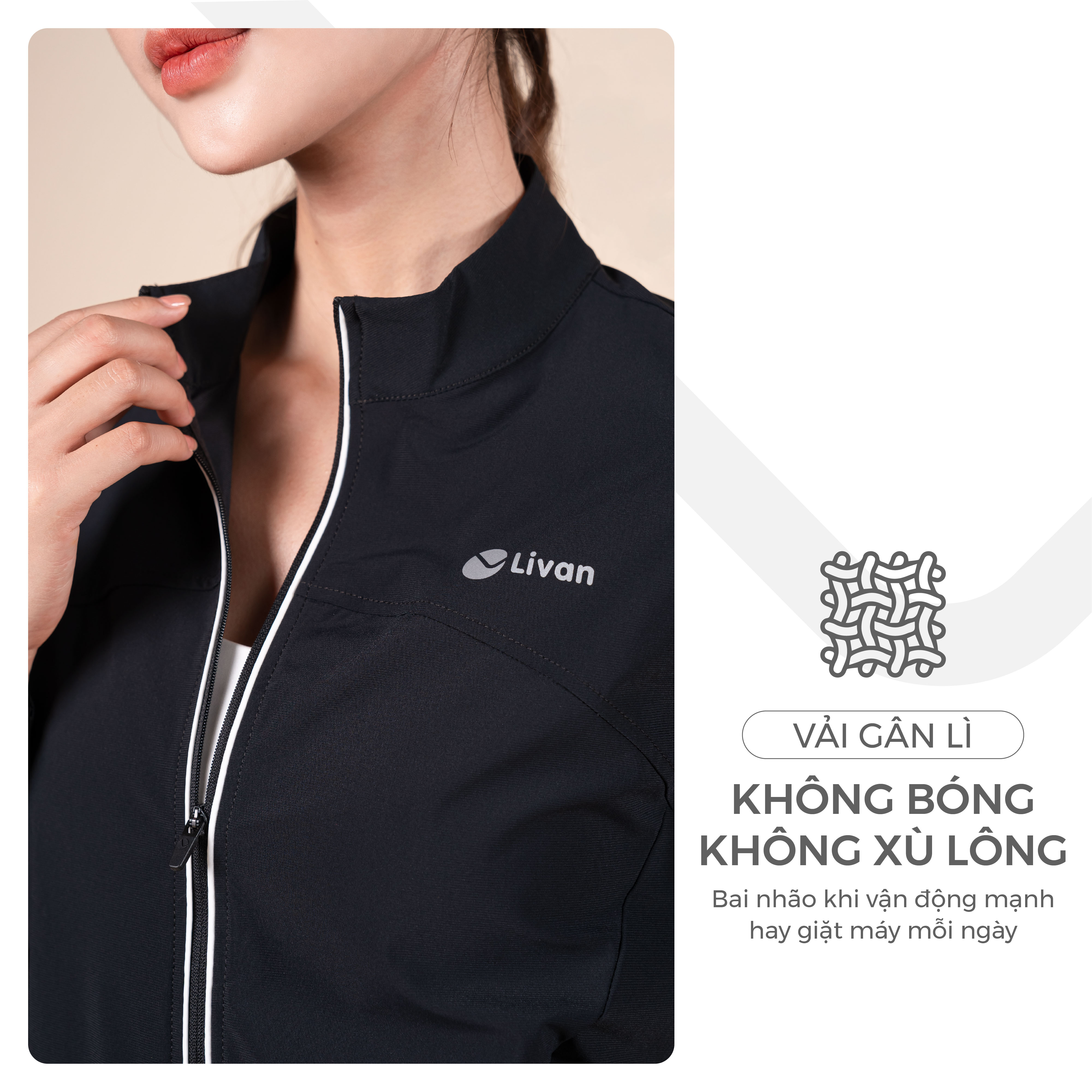 Áo Jacket Nữ 1 Lớp Mềm Mịn Co Giãn Livan Sport Cao Cấp