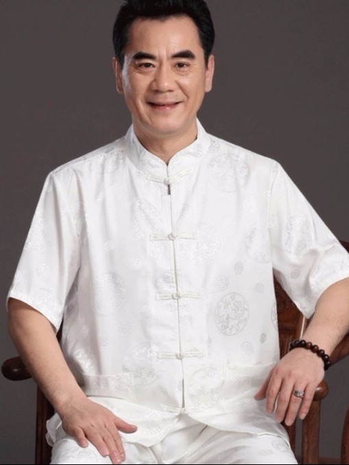Đồ lam/Pháp phục nam lụa gấm triện rồng Diệu Hạnh cao cấp