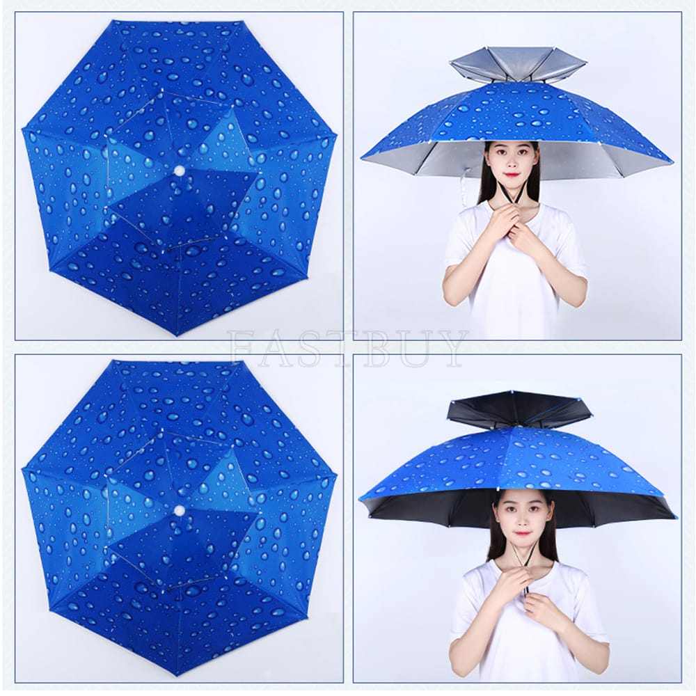 Ô đội đầu 2 tầng, mũ dù đội đầu 2 tầng , ô che nắng đội đầu câu cá có thể gấp gọn tiện lợi chống nắng mưa dùng đi du lịch, câu cá, làm vườn