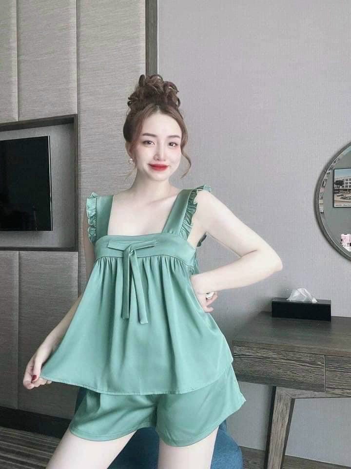 Set bộ satin cánh tiên size dưới 60kg vải satin xịn mịn êm mát