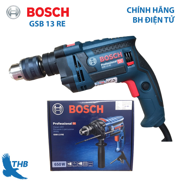 Máy khoan động lực cầm tay Bosch GSB 13 RE SOLO hộp giấy Công suất 650W bảo hành chính hãng 6 tháng