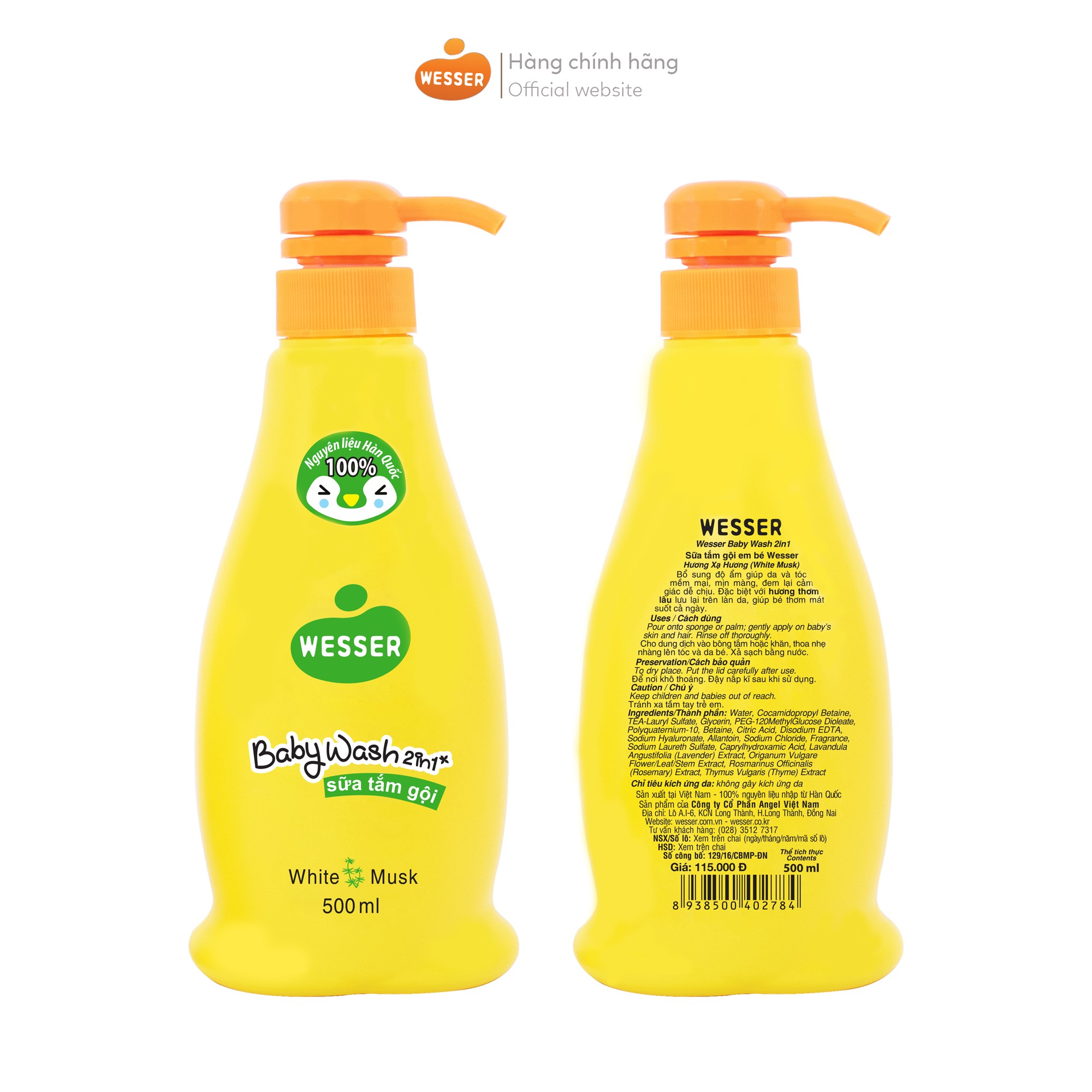 Sữa tắm gội cho bé Wesser 2in1 hương cỏ xạ hương 500ml - 8938500402784