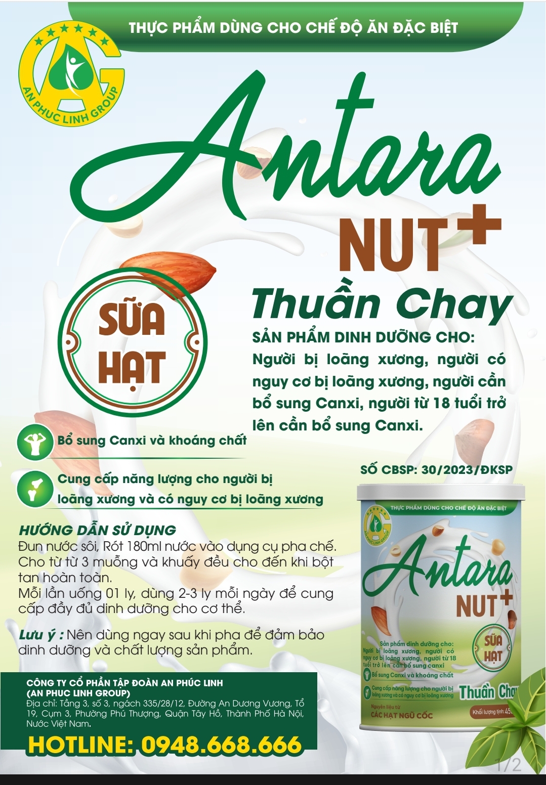 Sữa hạt thuần chay Antara Nut+