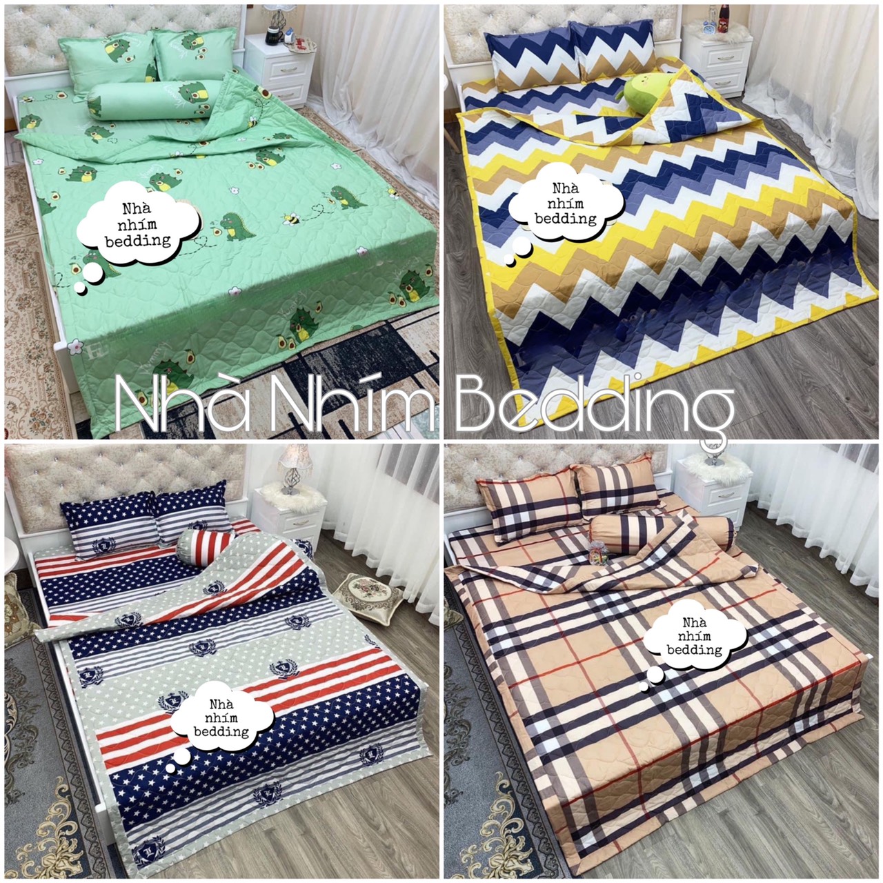 Bộ Chăn Ga Gối Hè Thu 5 Món, Chất cotton poly ( Gồm 1 Chăn Hè, 1 ga bo chun,2 vỏ gối nằm và 1 vỏ gối ôm)
