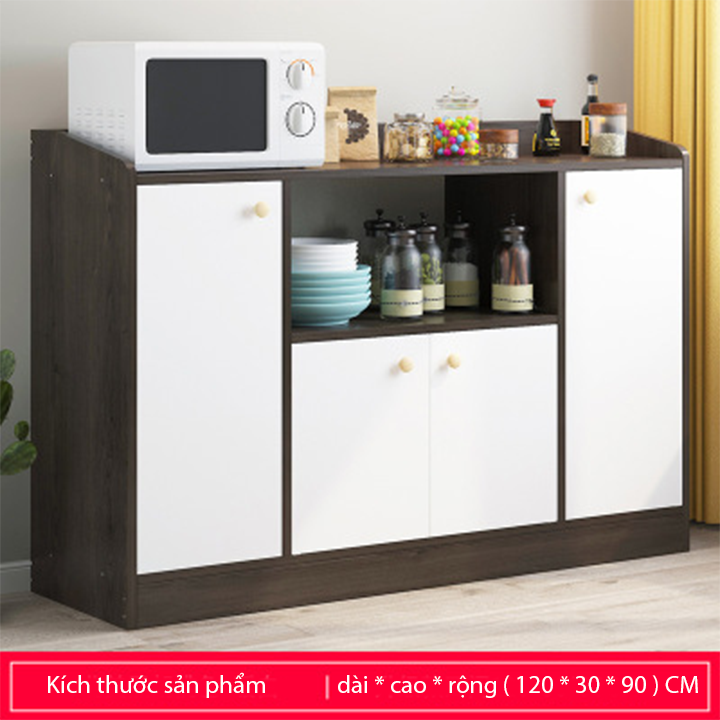 Tủ gỗ đa năng để lò vi sóng và đồ dùng nhà bếp, tủ bếp hiện đại TUR001