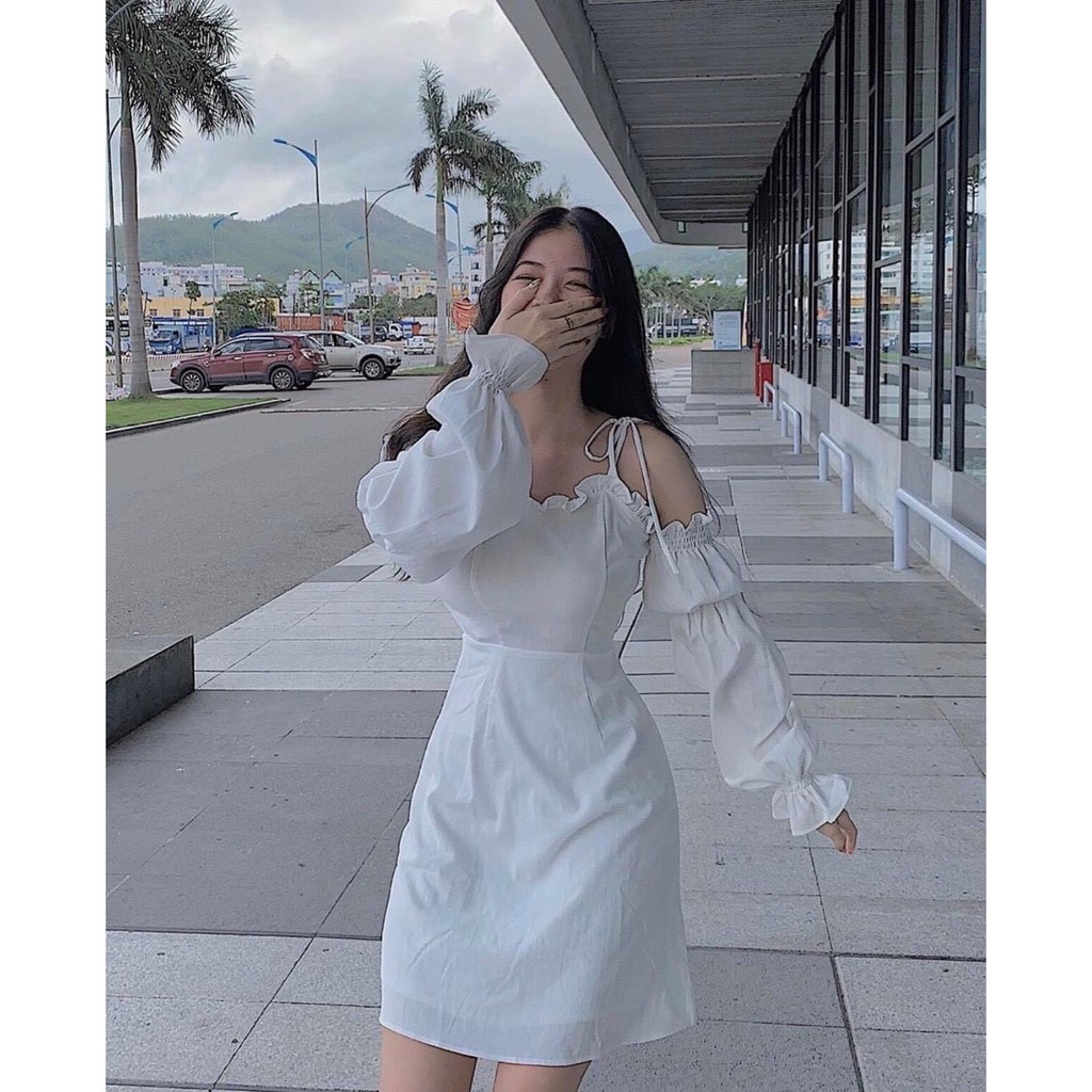 váy nữ cổ vuông màu trắng thiết kể siêu trẻ trung  TT 04  BEST SELLER   Shopee Việt Nam