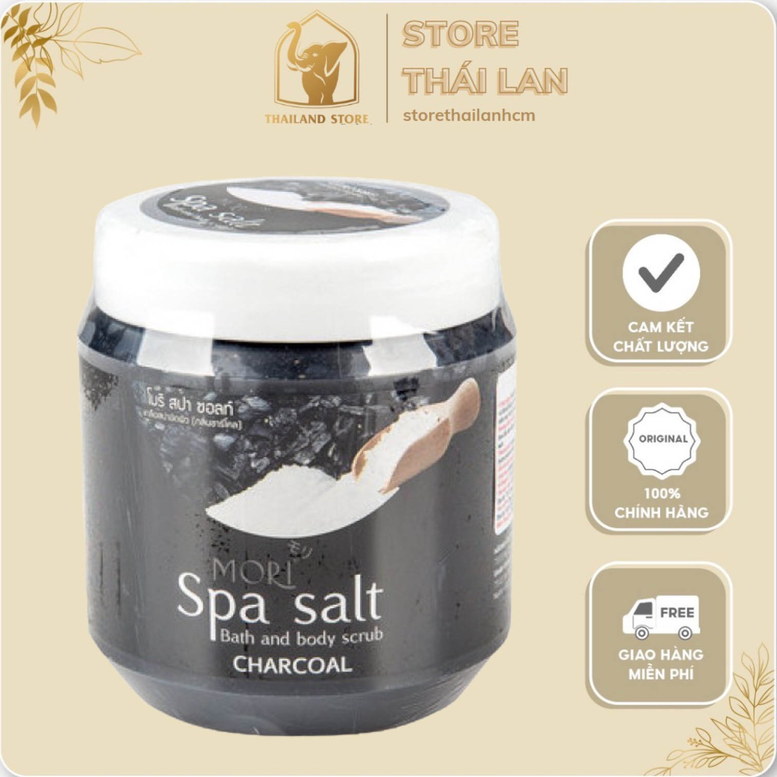 Muối tẩy tế bào chết MORI Spa Salt -THAN HOẠT TÍNH (CHARCOAL) thái lan Body Scrub 700g