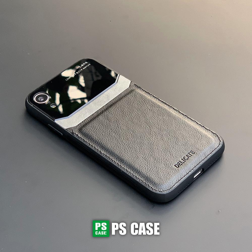 Ốp lưng da kính cao cấp dành cho iPhone XR - Màu đen - PS Case Phân Phối
