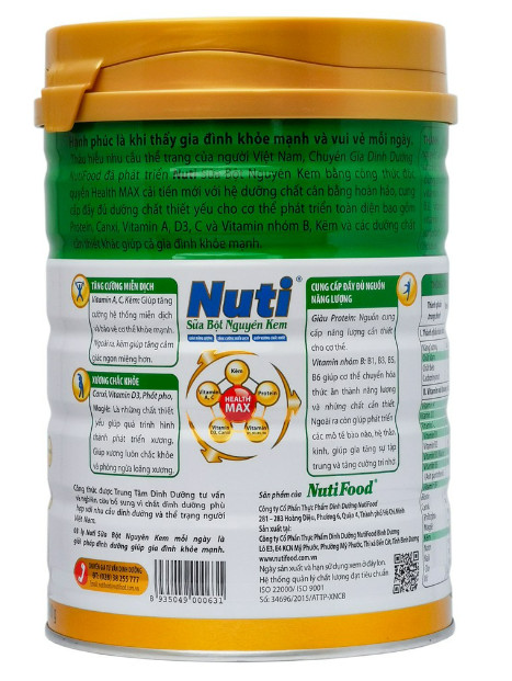 Sữa Bột Nguyên Kem NutiFood 900g