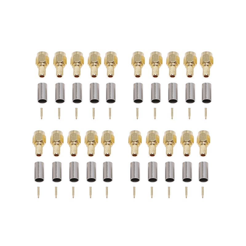 10x SMA Male Right Angle Crimp Connectors – For RG58, RG142, RG400, LMR195 – RFAlistar