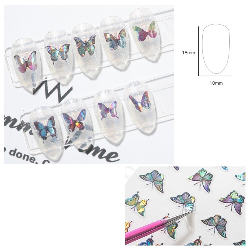Hình dán móng tay - Sticker dán móng Bướm ánh xà cừ 05