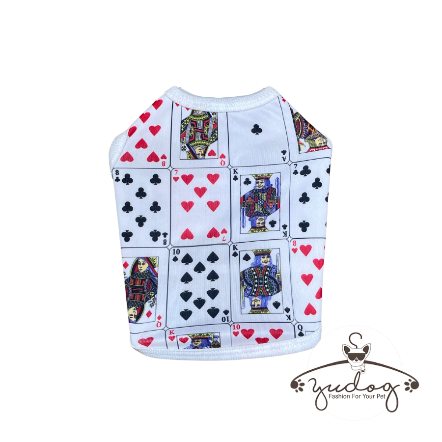 Áo thun poly sát nách đồ cho chó mèo áo mặc thú cưng yudog áo lá bài cho chó mèo