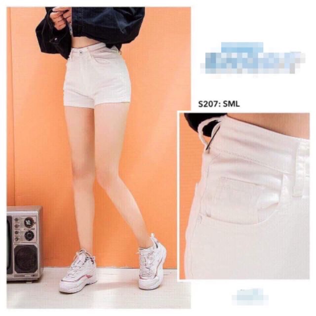 Quần short nữ kaki thun co giãn lưng cao lật lai tối giản đủ size S M L 2 màu đen trắng TU