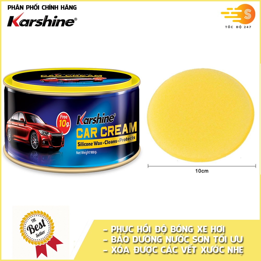 Kem đánh bóng sơn xe ô tô, xe máy (Car Cream) Karshine 110g KA-CC110 - Tốc Độ 247, Phục hồi độ sáng màu sơn xe, xóa vết xước nhỏ, phục hồi màu sơn xe