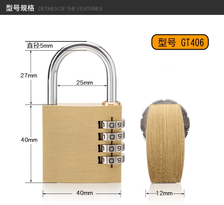 Ổ khóa 4 số bằng đồng thau cao cấp chống gỉ