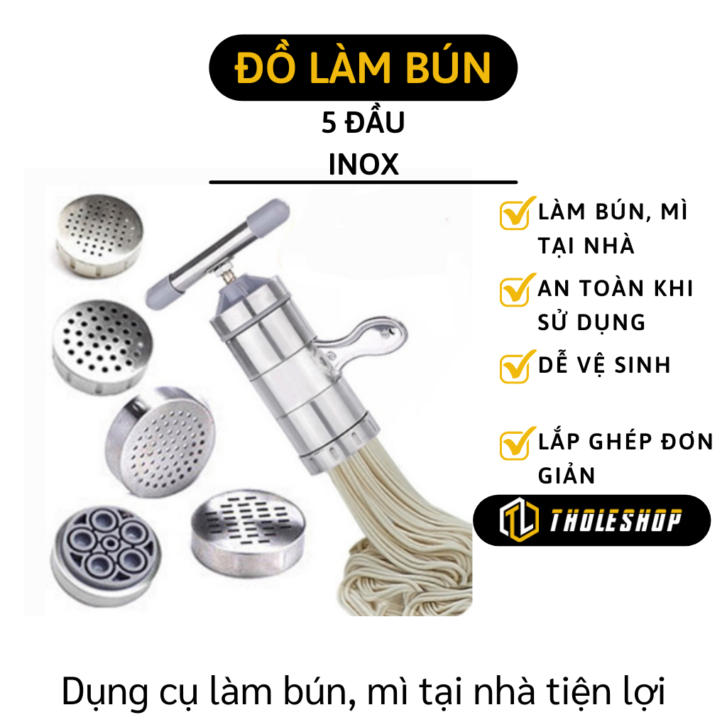 Khuôn làm bún - Khuôn làm bùn, mì, tươi, bánh lọt 5 đầu inox cao cấp - Máy làm bún, mì sợi tiện dụng